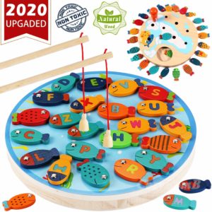 CozyBomB Magnetic Wooden Fishing Game Toy for Toddlers