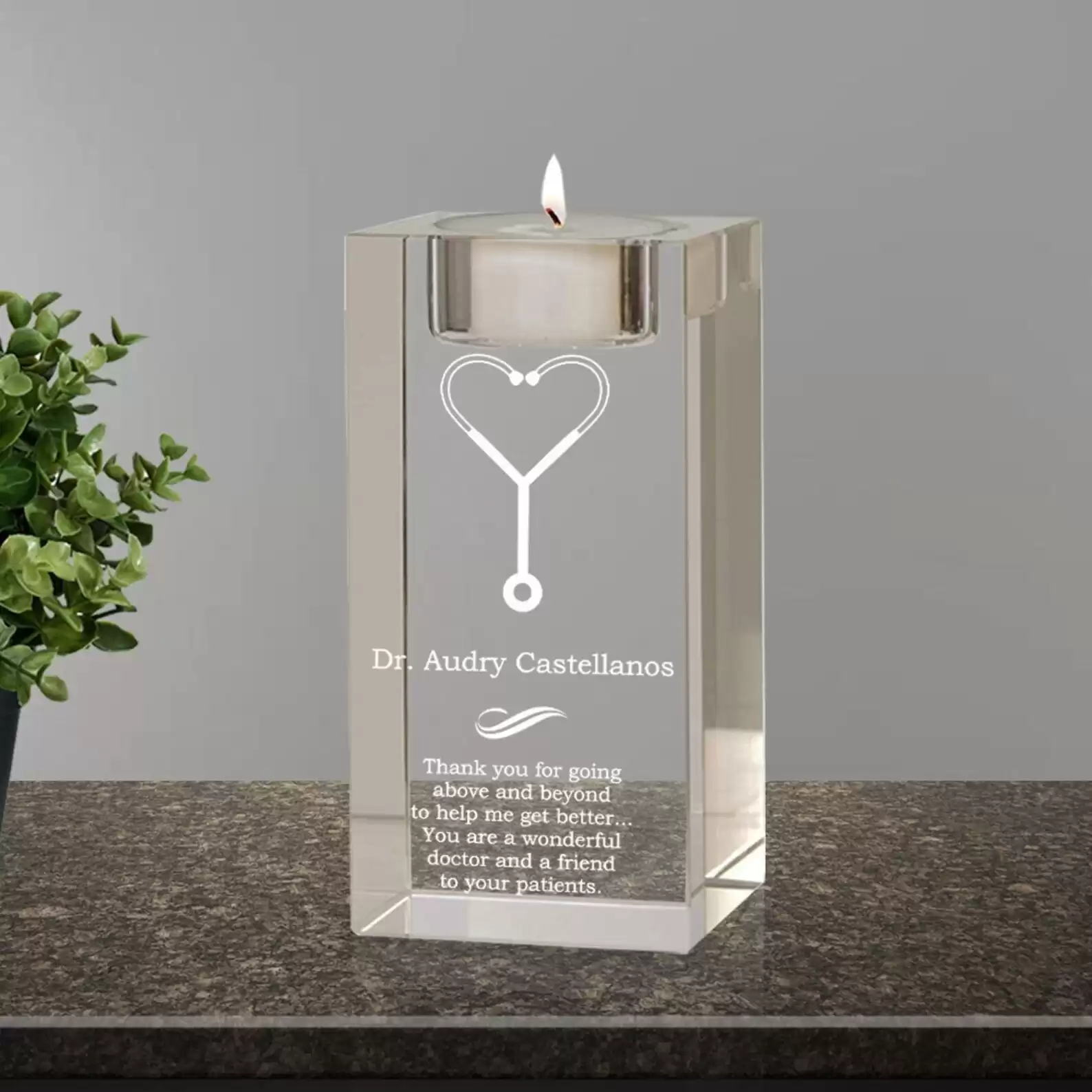 Doctor's Crystal Tealight Candle Holder
