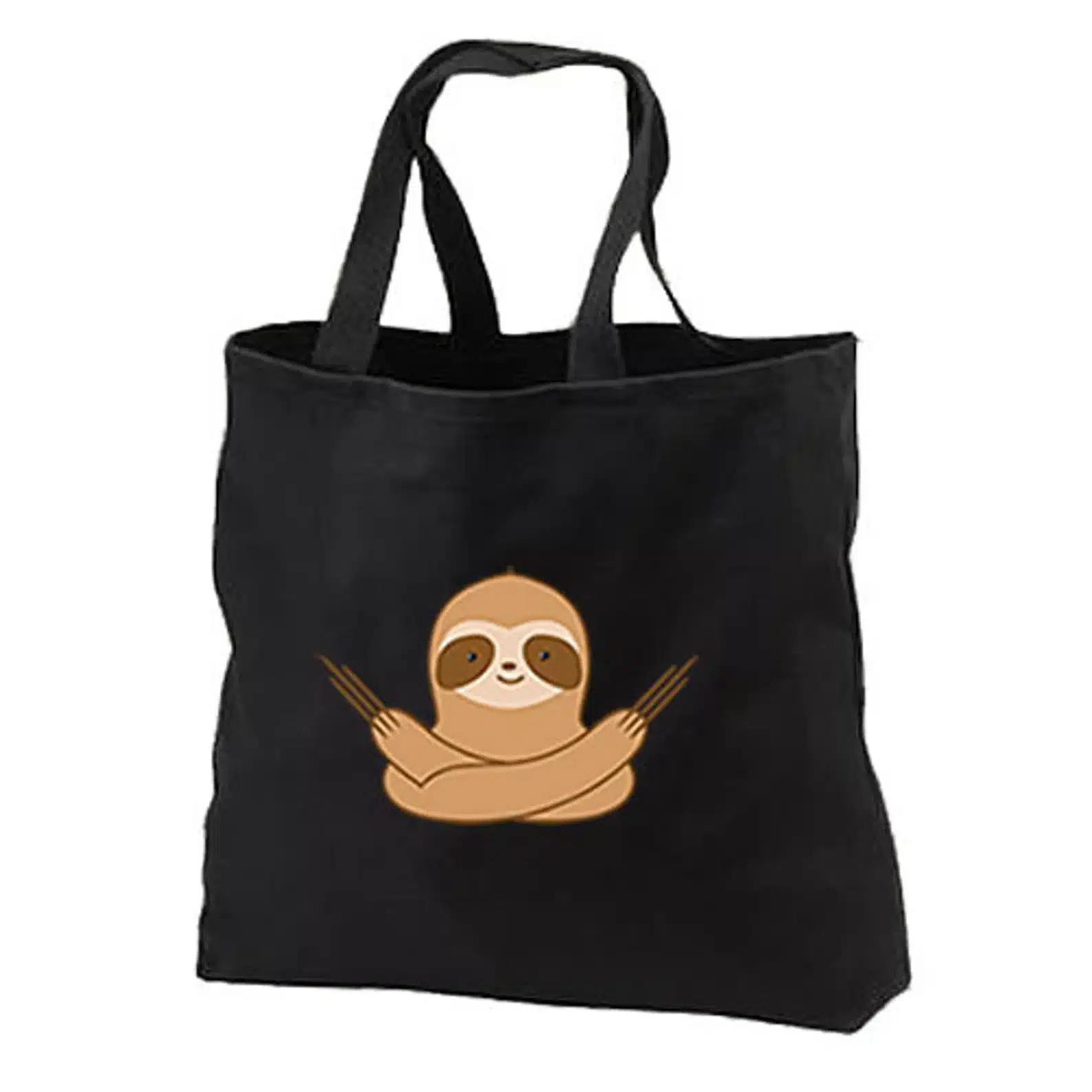 Zen Sloth NEW Black Cotton Tote Bag