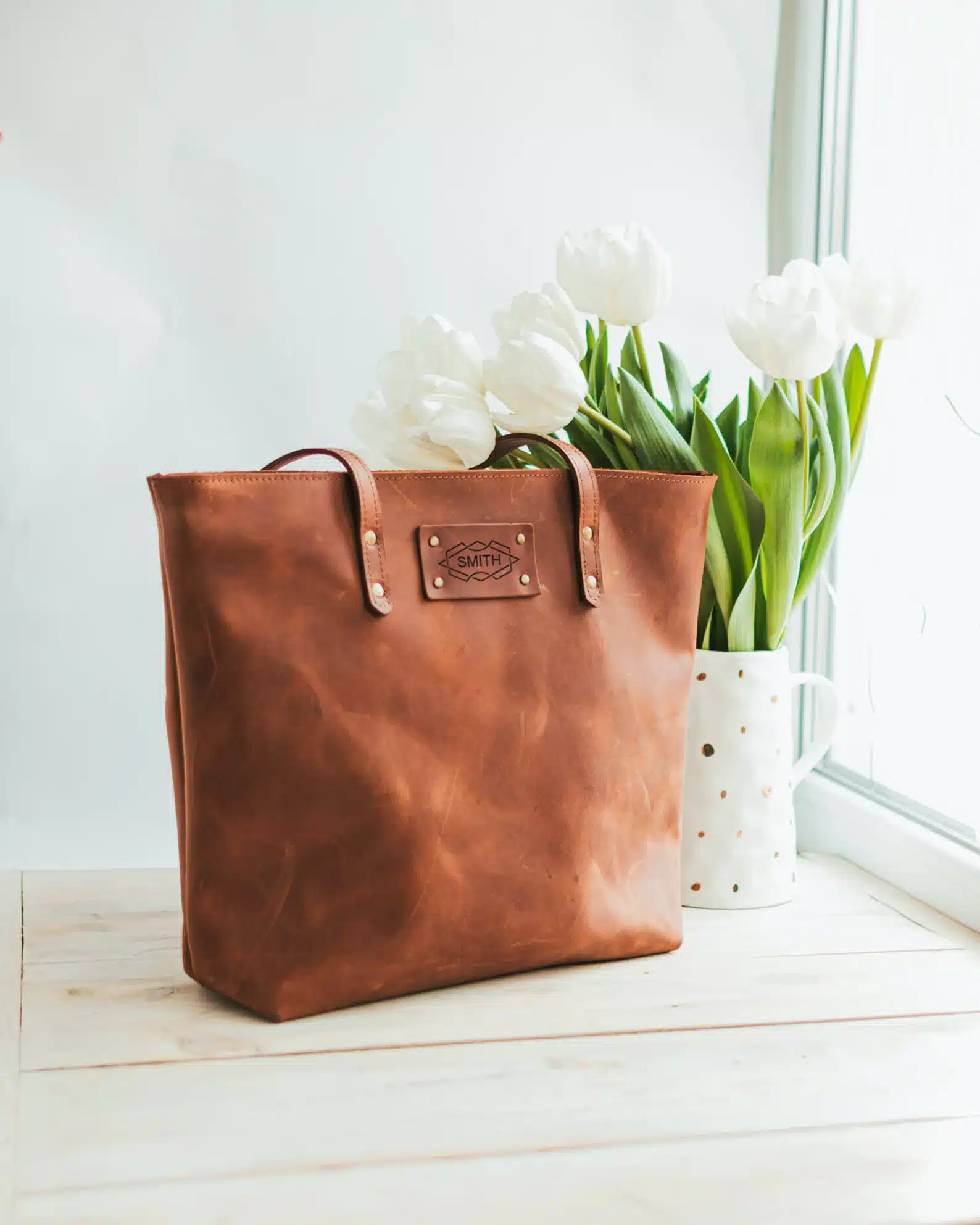 Personalized Leather Tote Bag for Women