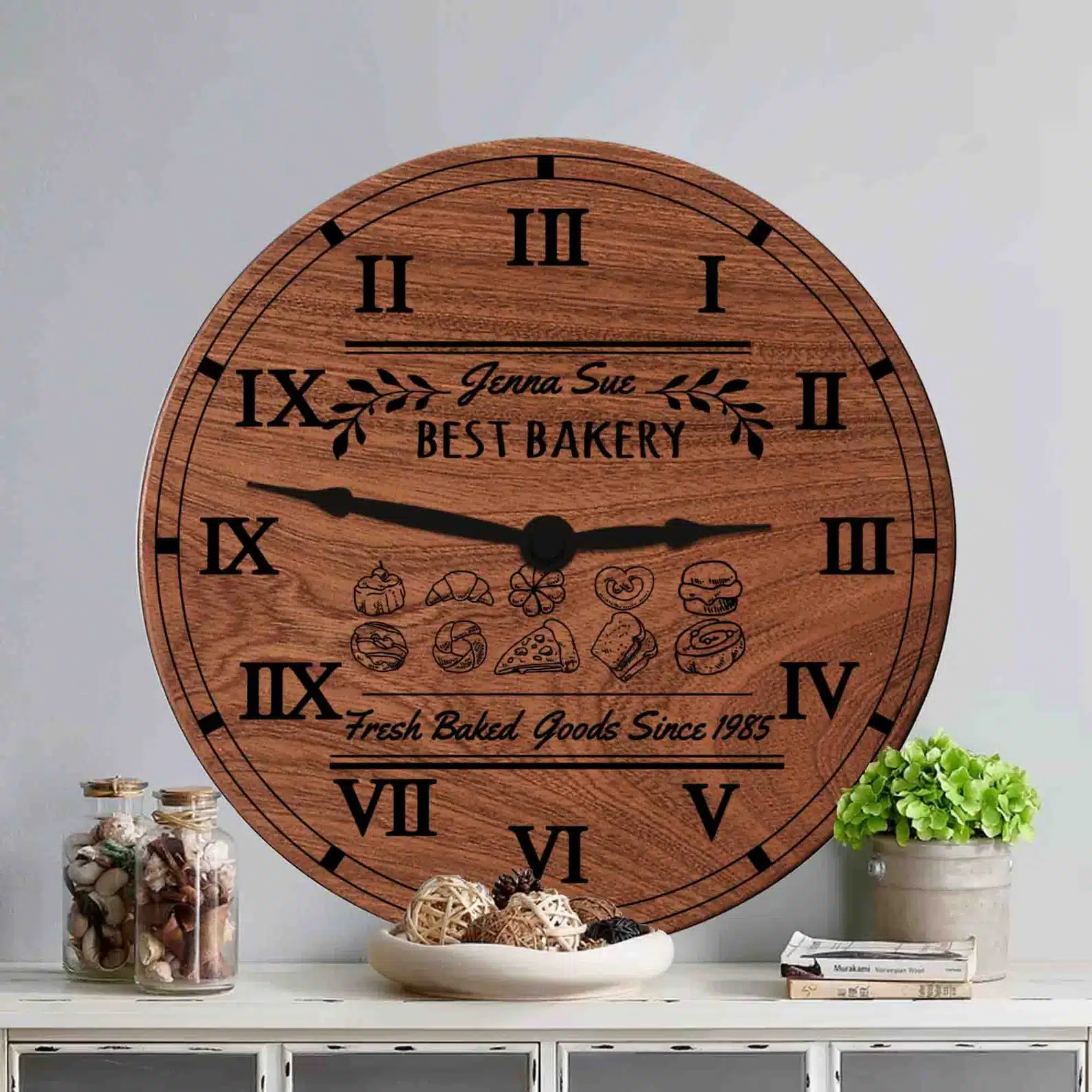 Great Bakery Gift Wall Clock Wood Gift