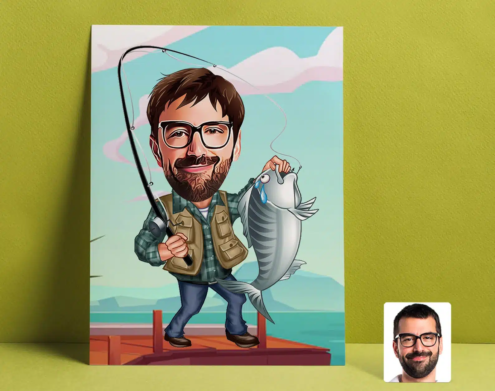 Customized Cartoon Fisherman