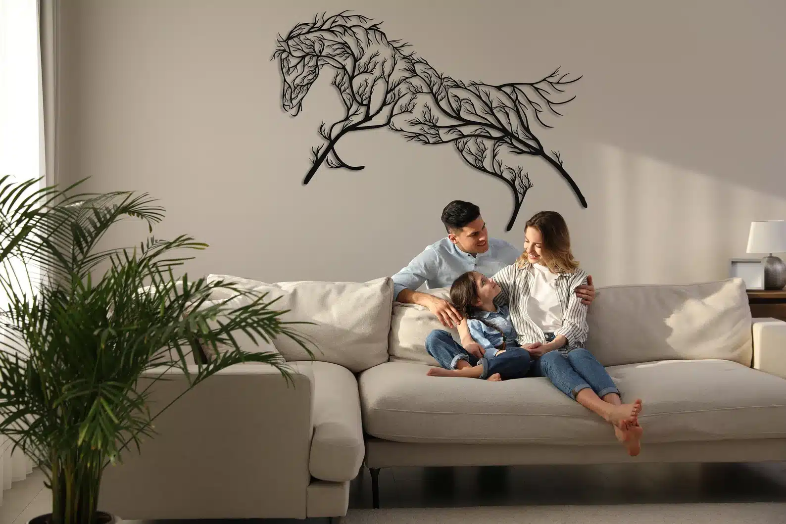 Metal Wall Art Tree Horse