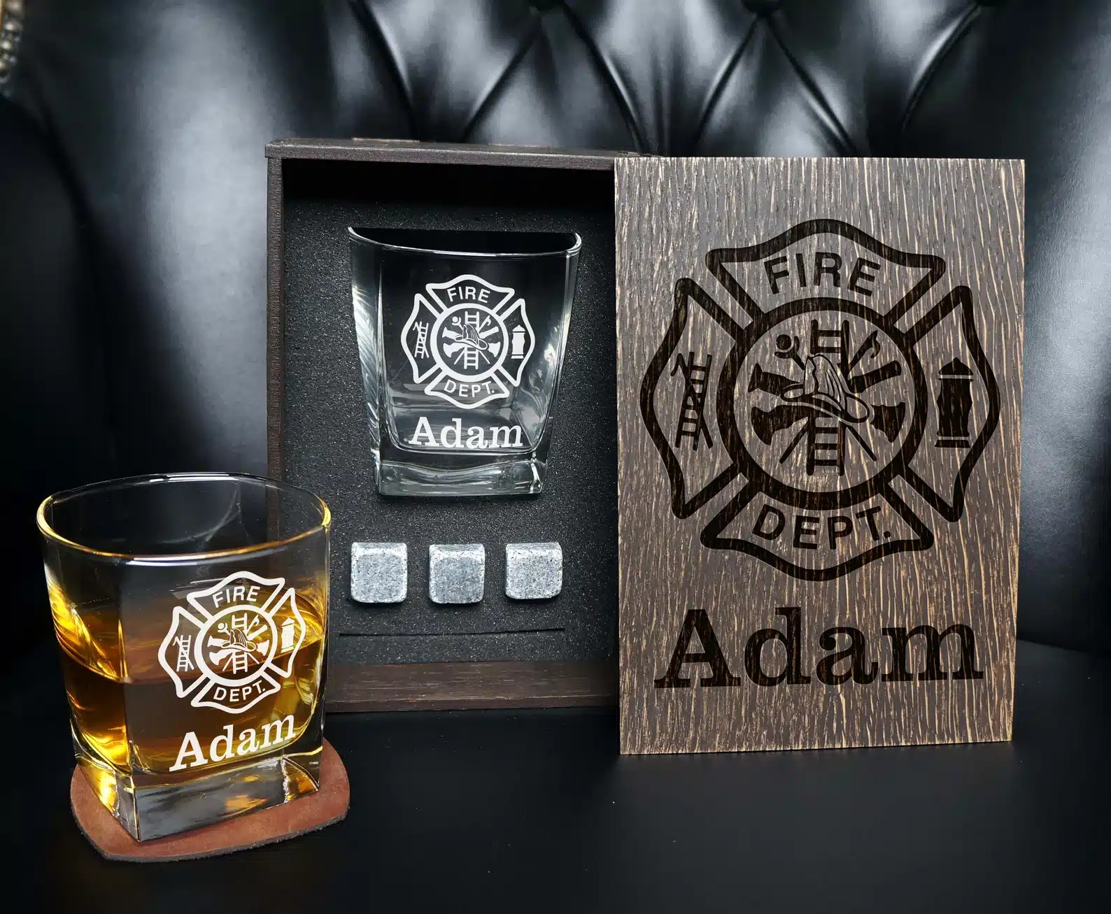 Fire Personalized Whiskey Gift Set