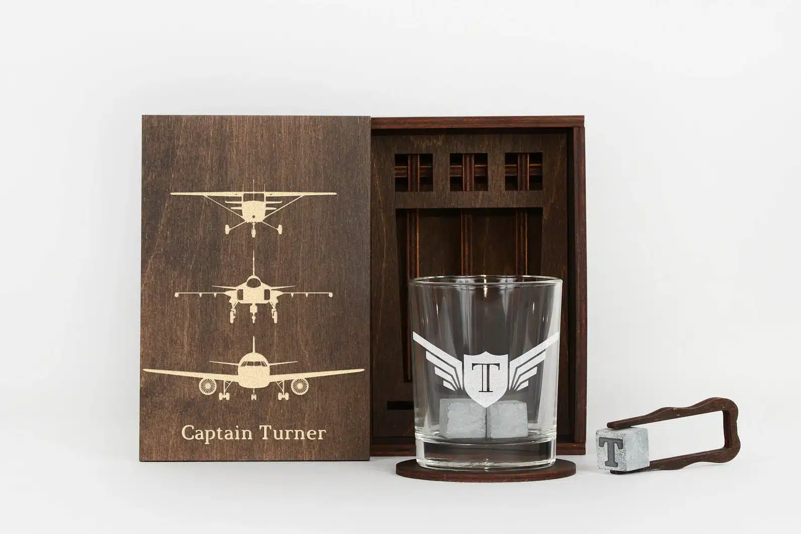 Whiskey Glass Set With Wood Box