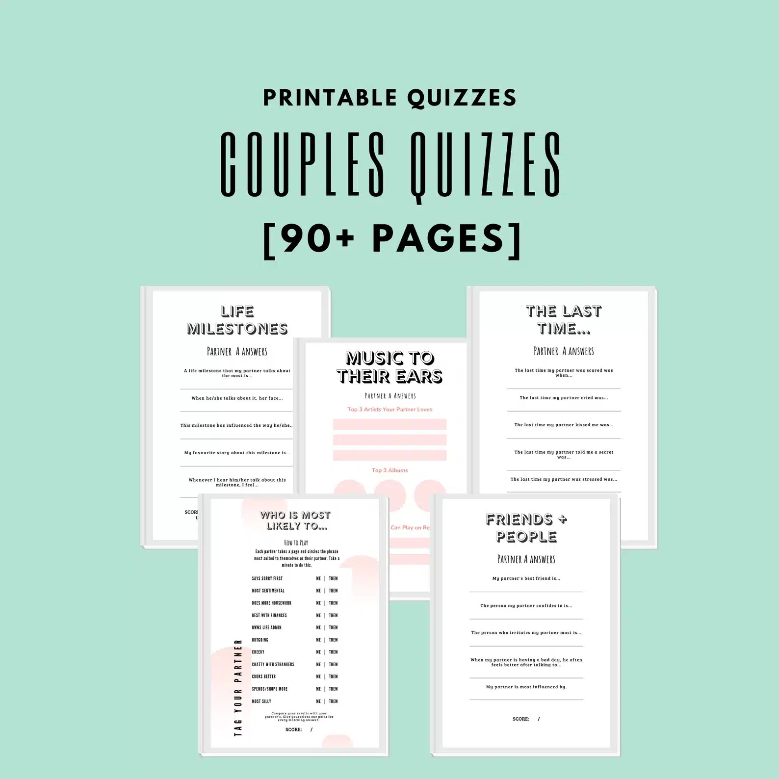 Couples Quizzes Activity Sheets
