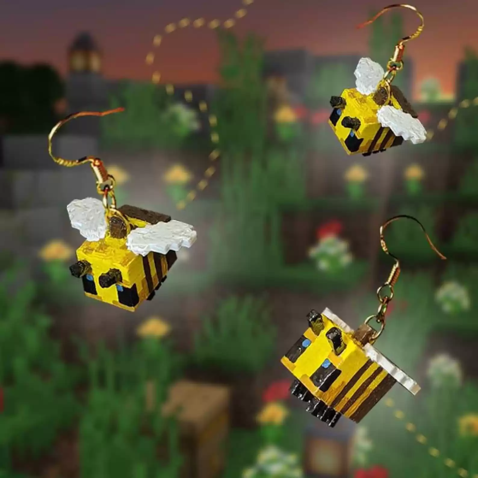 Handmade Minecraft Bee Earrings