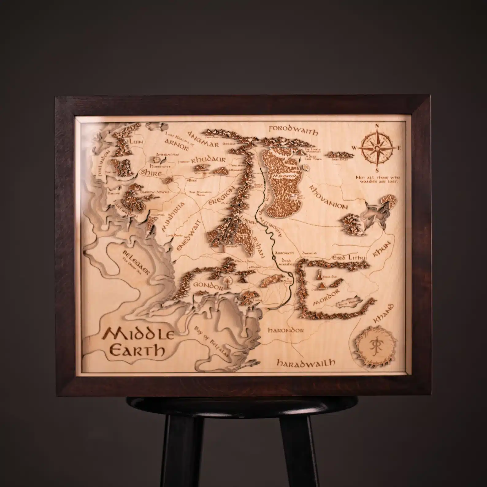 Middle Earth 3D Wood Map White Edition