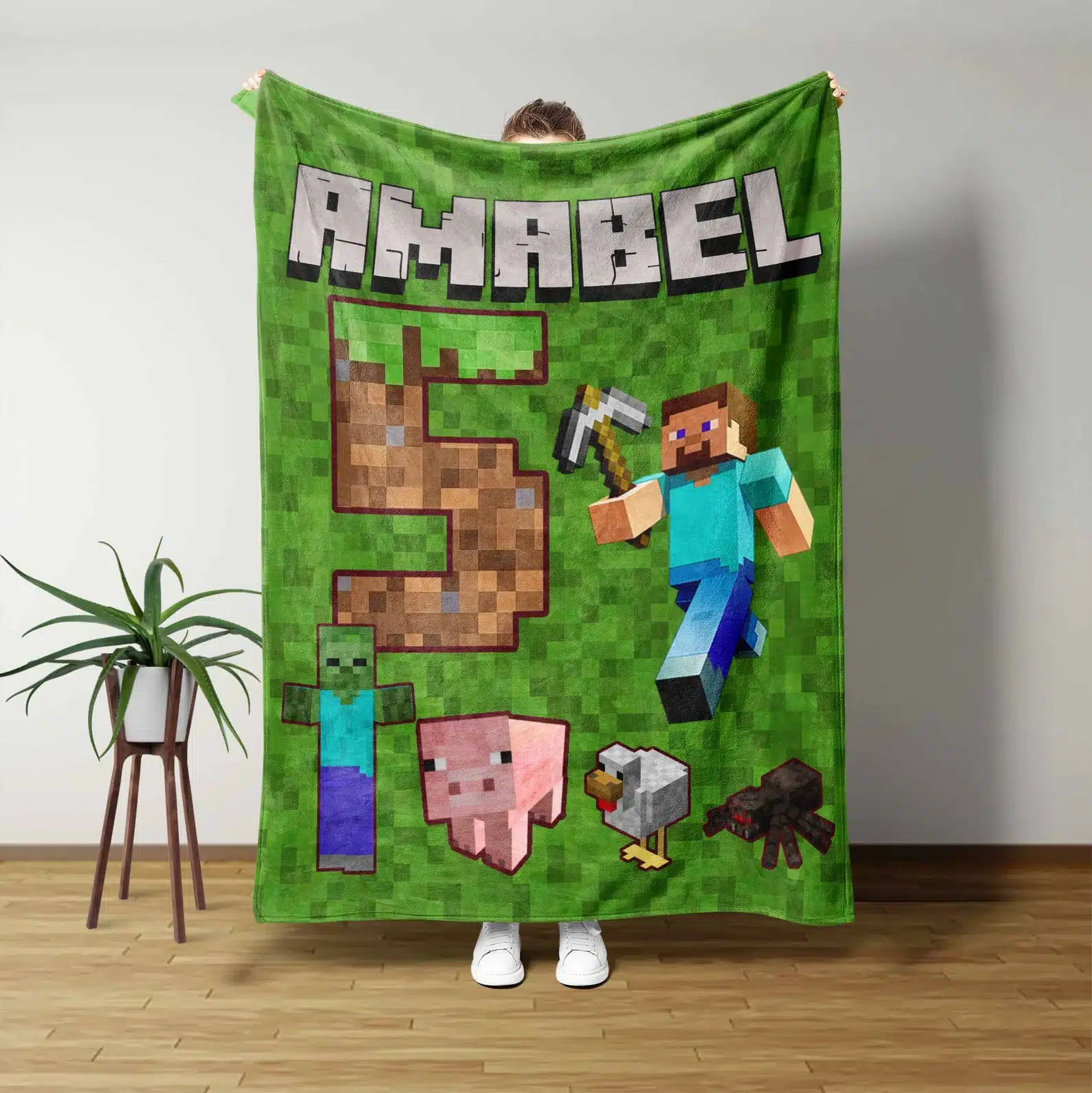 Custom Minecrafter Happy Birthday Blanket