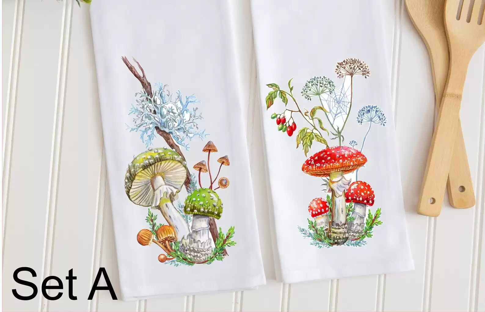 Mushroom Kitchen Tea Towel Set