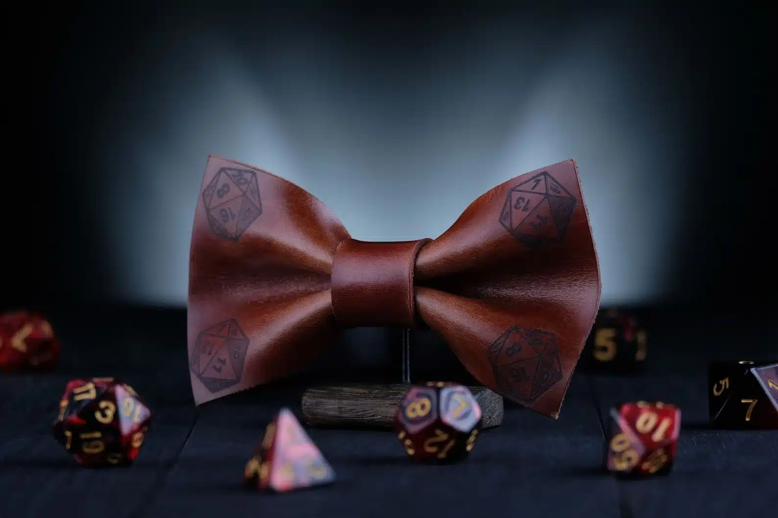 Leather Polyhedral Dice Bow Tie