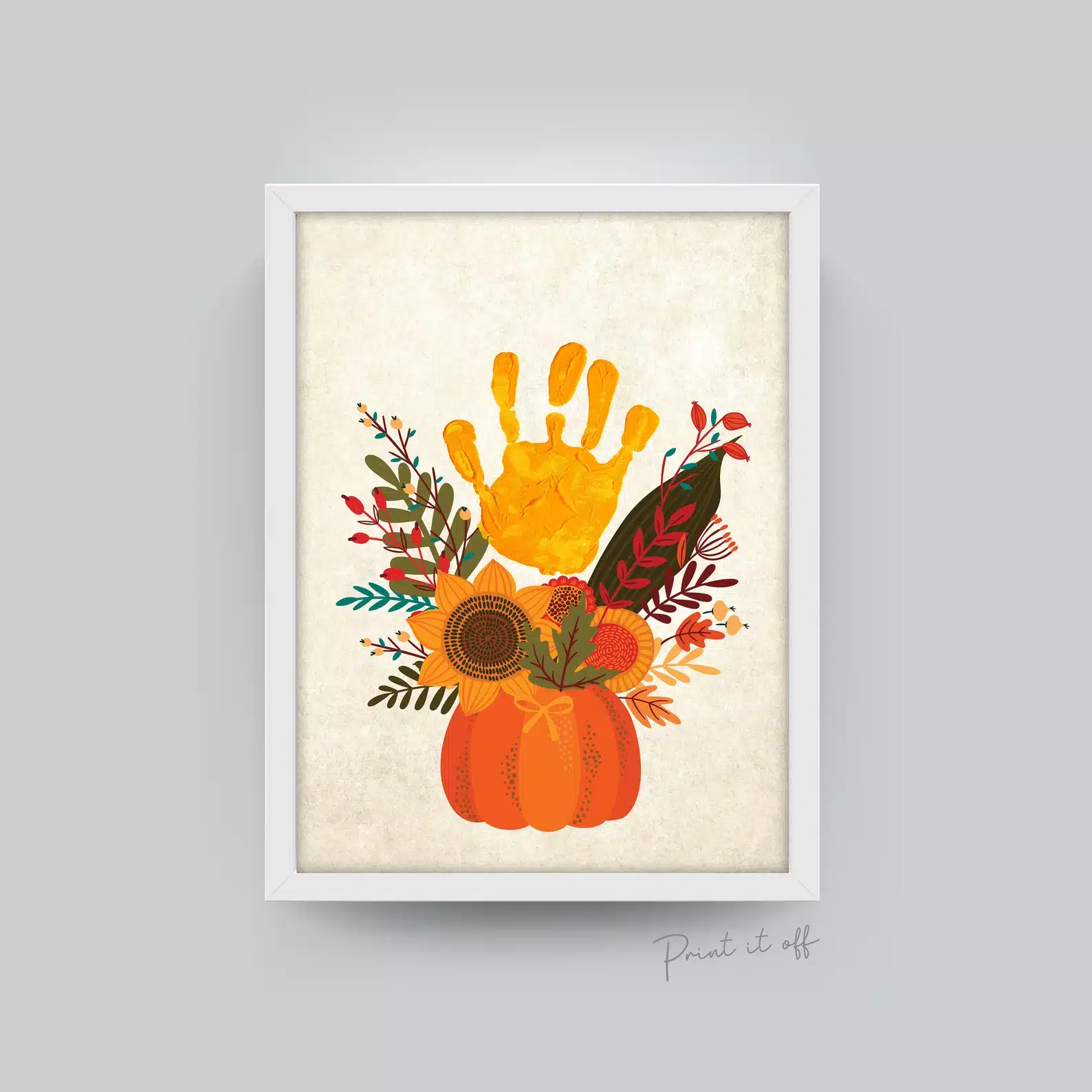 Pumpkin Flower Handprint Art
