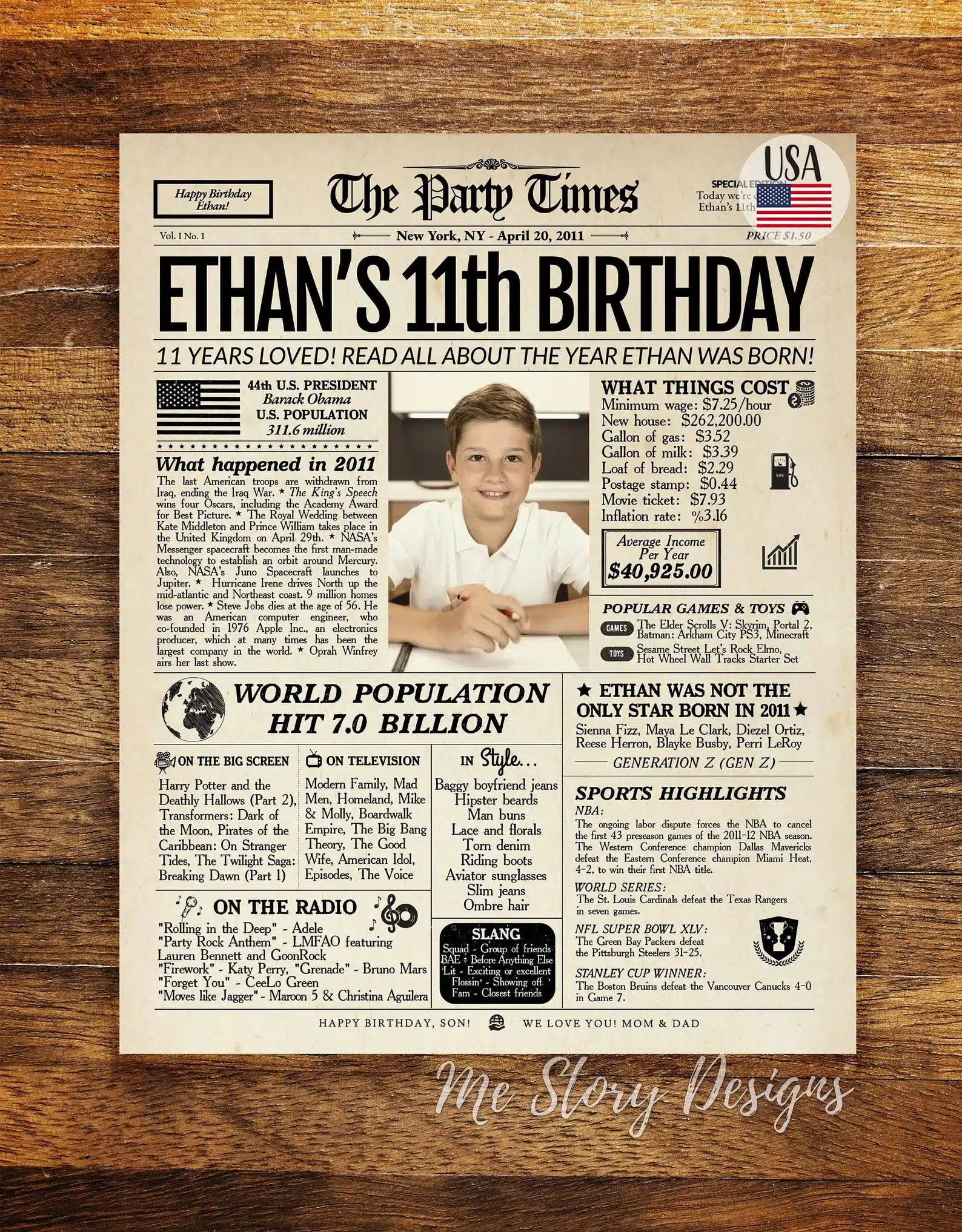11th Birthday Newspaper Poster