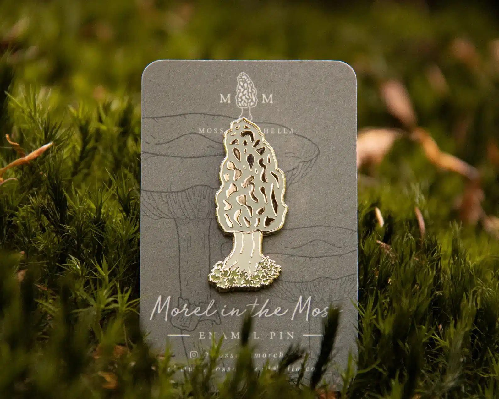 Morel in the Moss Enamel Pin Badge