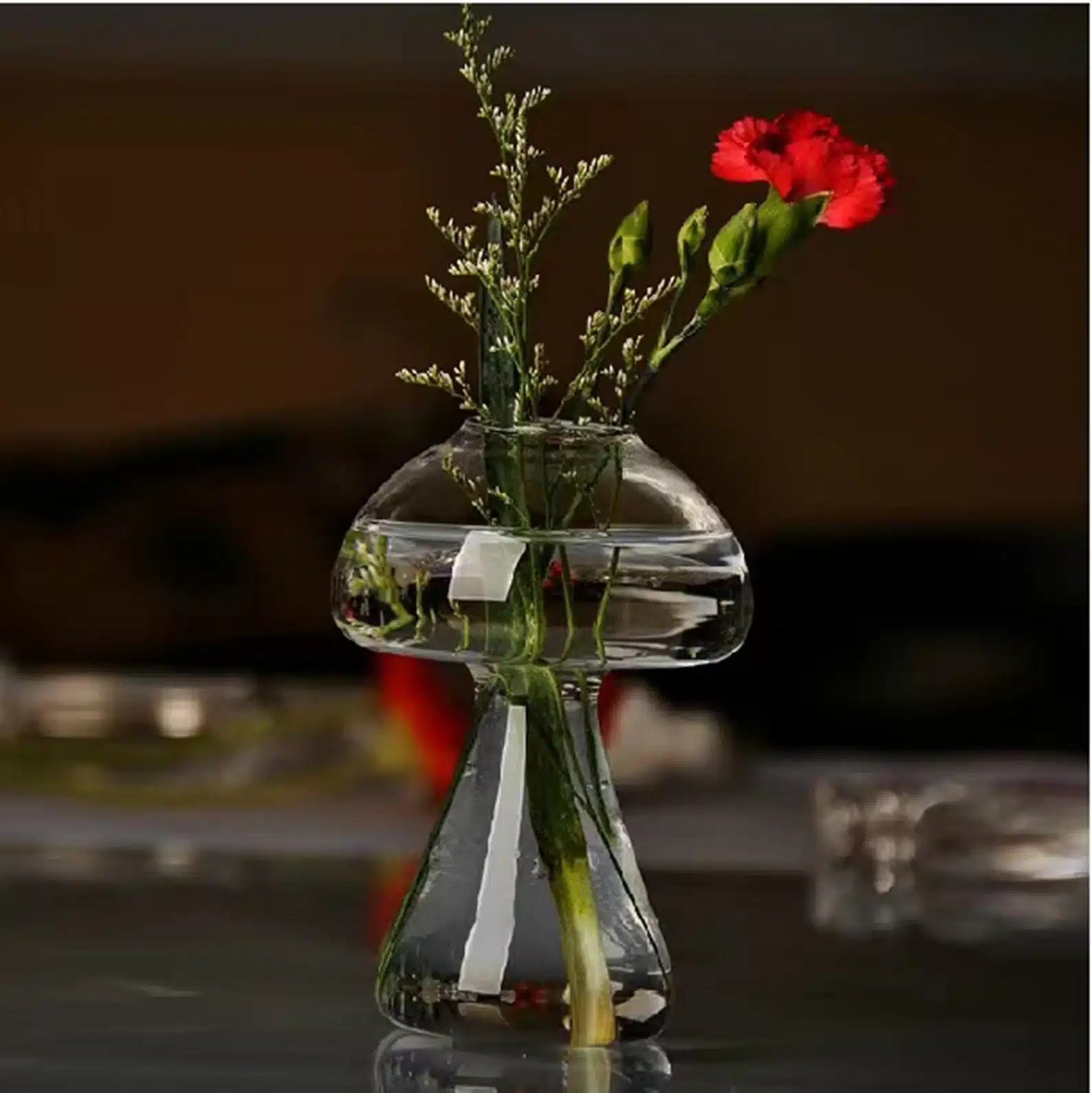 Mushroom Shaped Glass Planter Vase