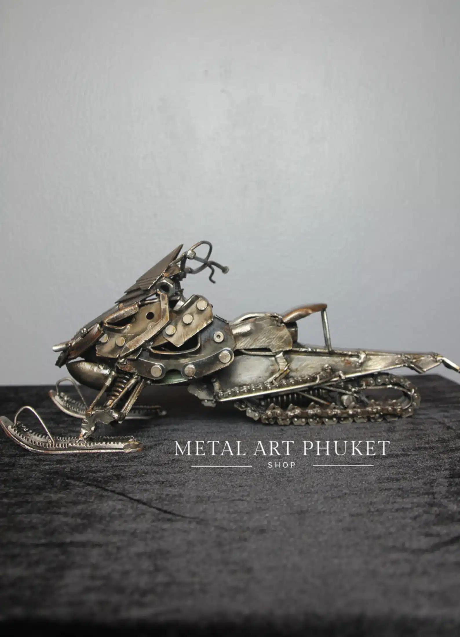 Snowmobile Scrap Metal Sculpture Art
