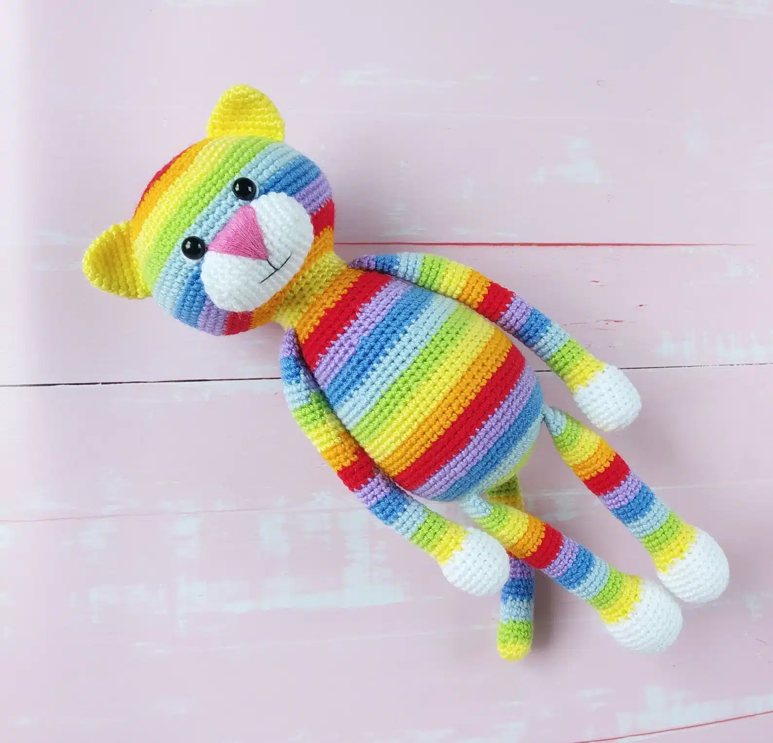 Rainbow Stuffed Cat Toy