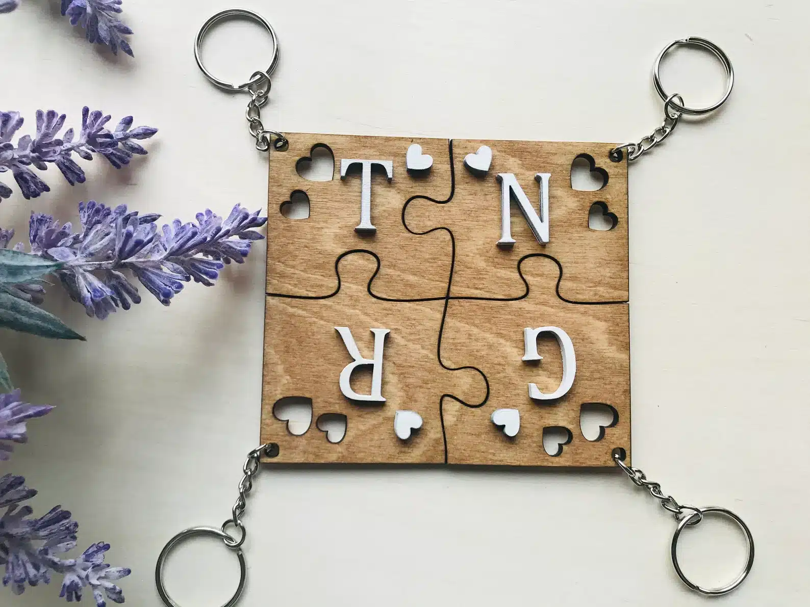 4 Wooden Keyring Puzzle