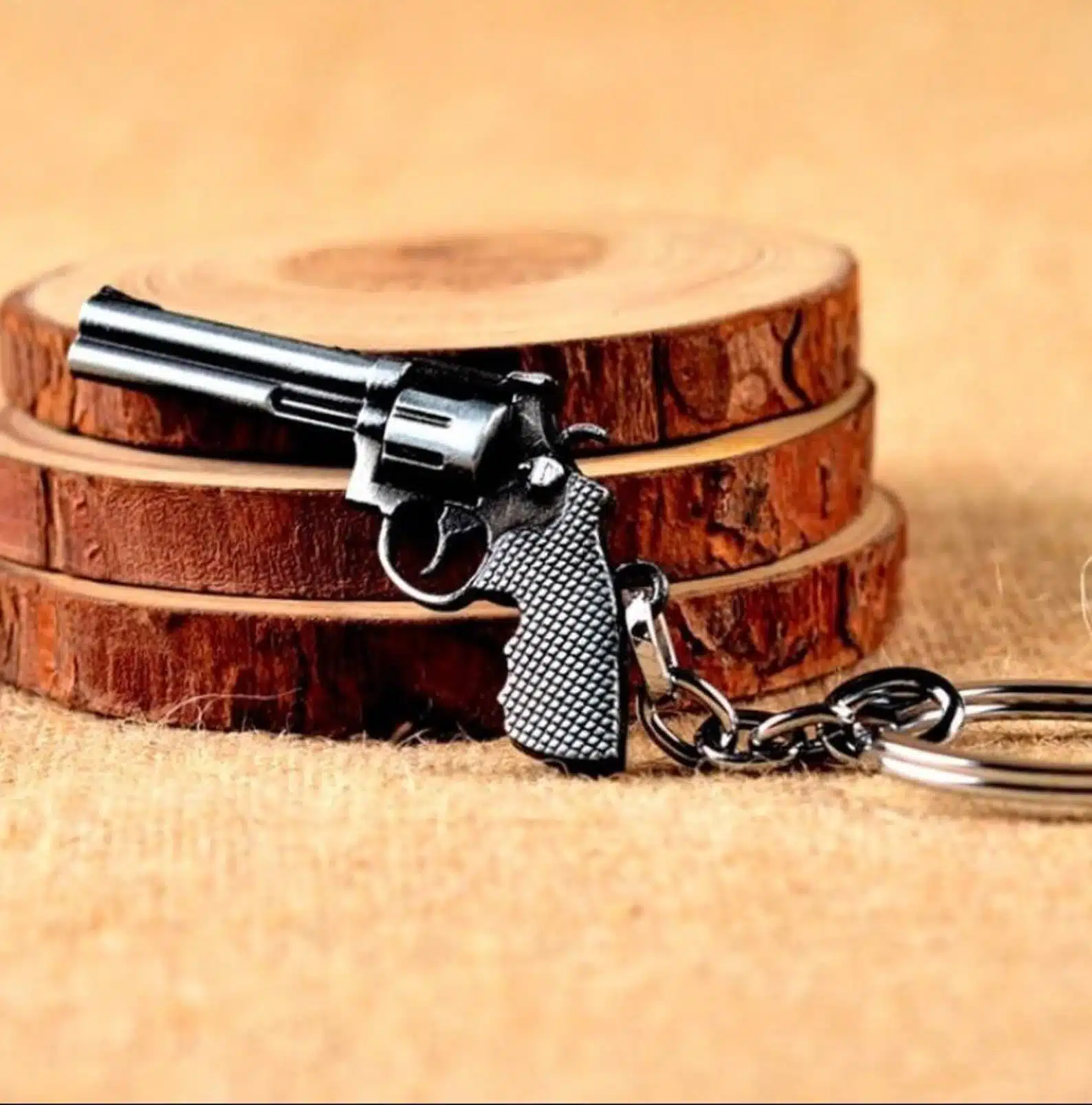 Gun Keychain Revolver Keyring
