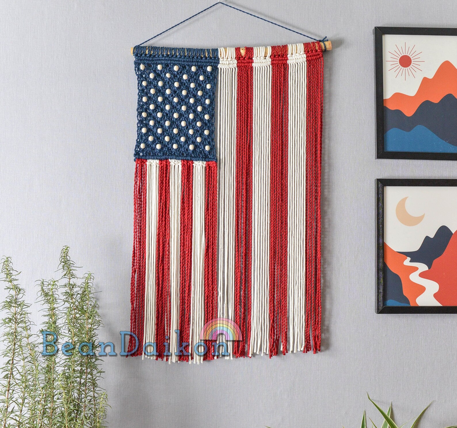 Large Boho American Flag