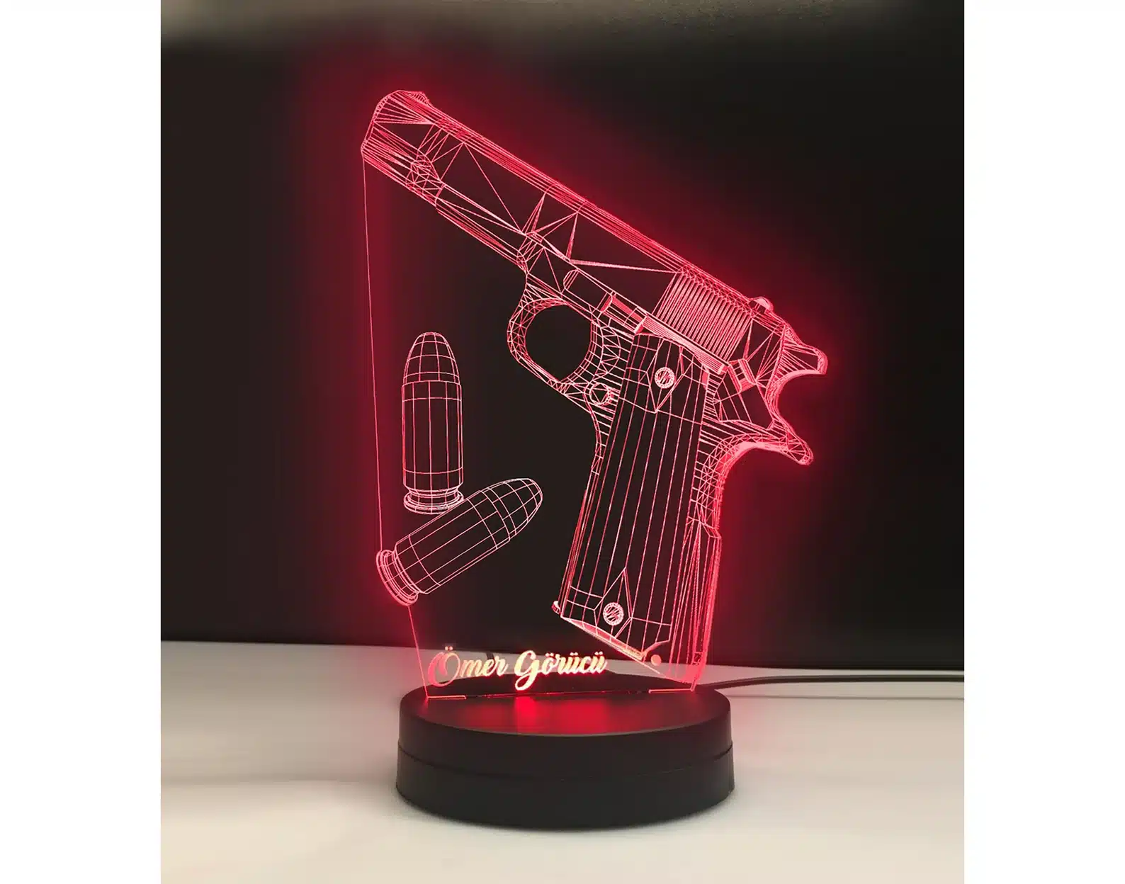 Gun Bullet 3D Illusion Custom Led Lamp