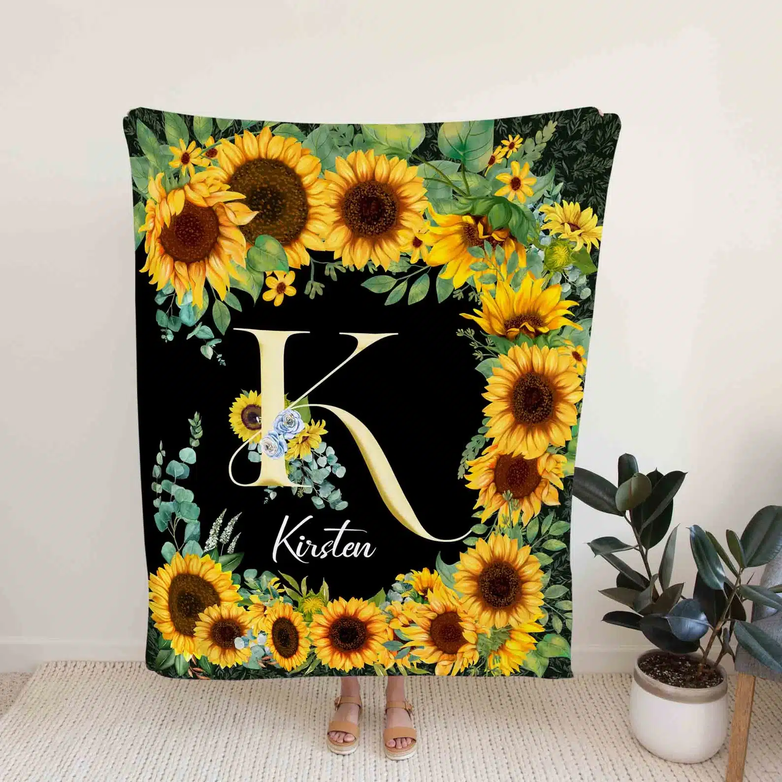 Personalized Name Blanket Sunflower