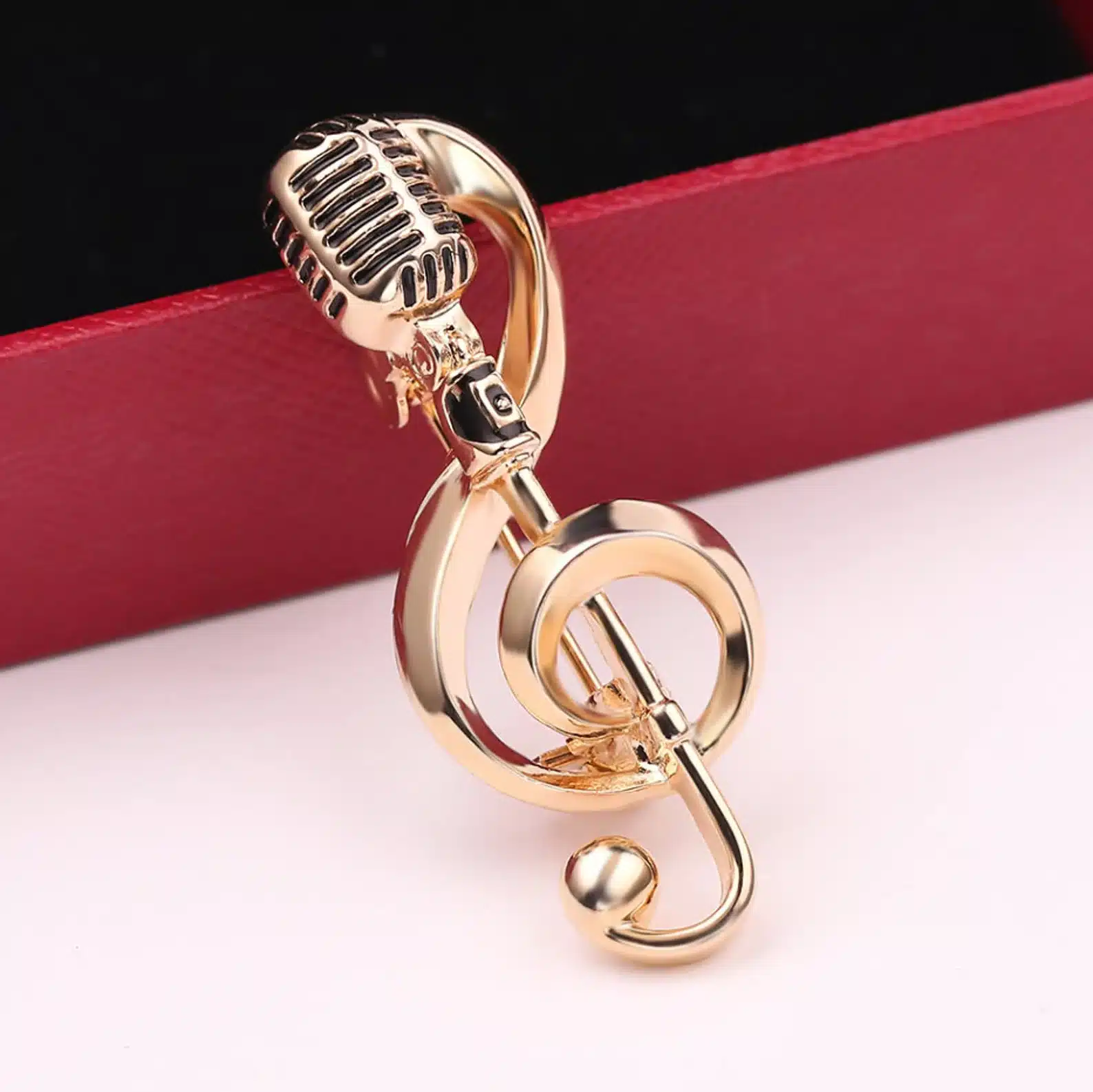 Microphone Treble Clef Brooch Gift