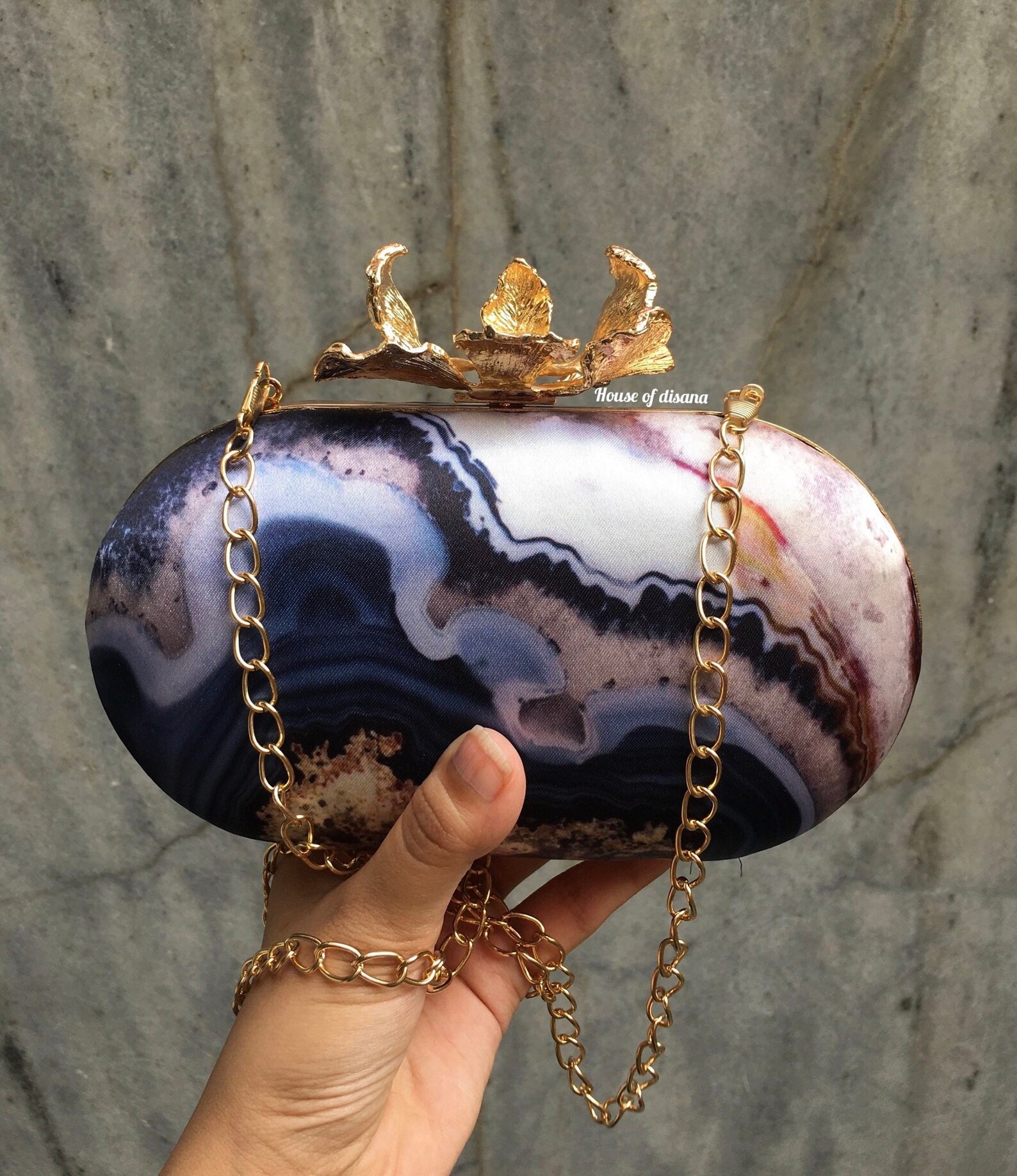 Blue Ocean Printed Clutch