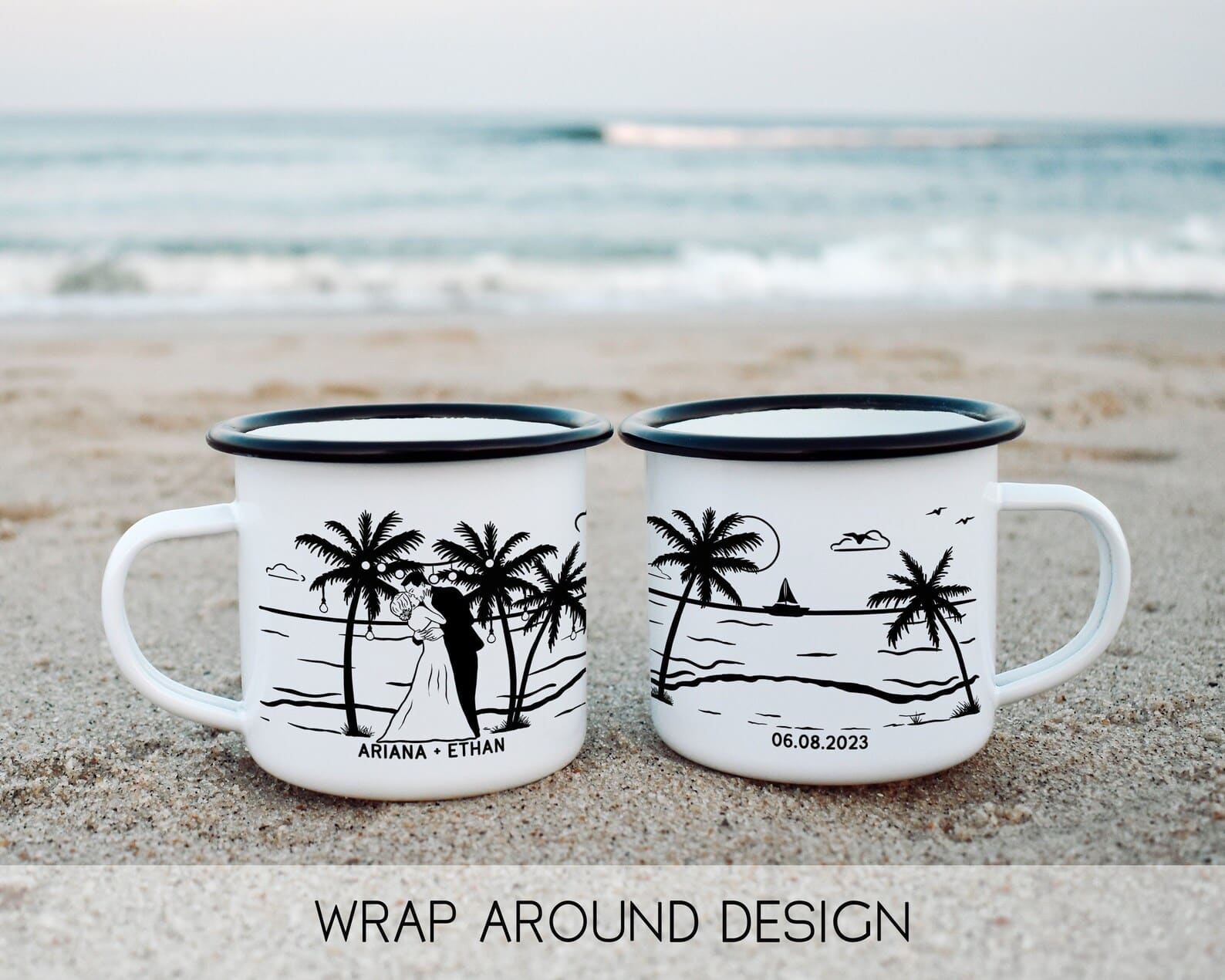 Beach Wedding Kiss Personalized Mug