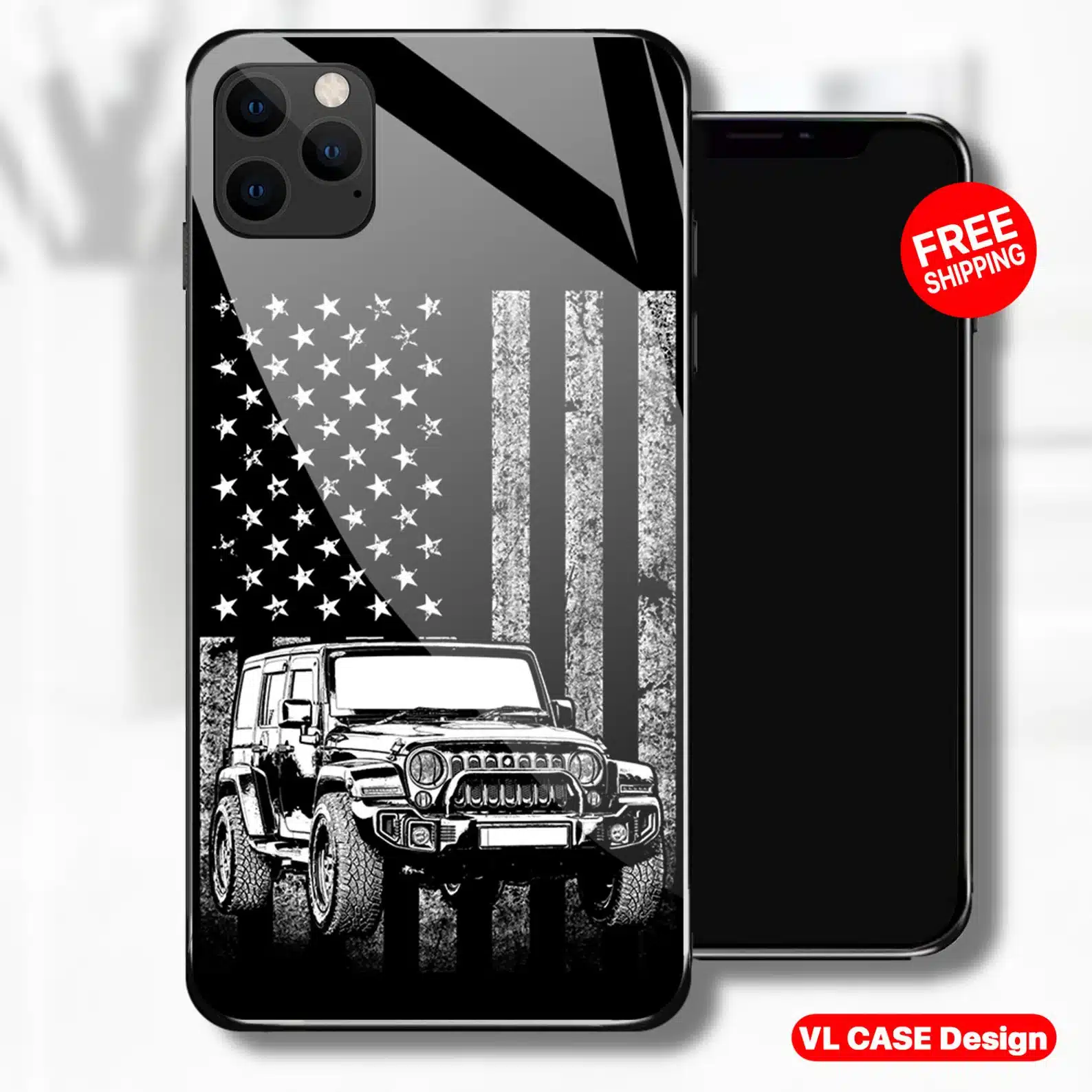 American Flag Jeeps Lover Glass Phone Case