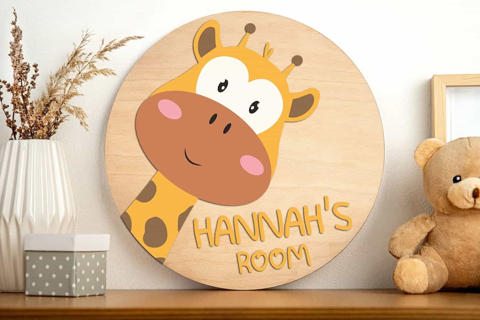 Custom Cute Giraffe Name Sign