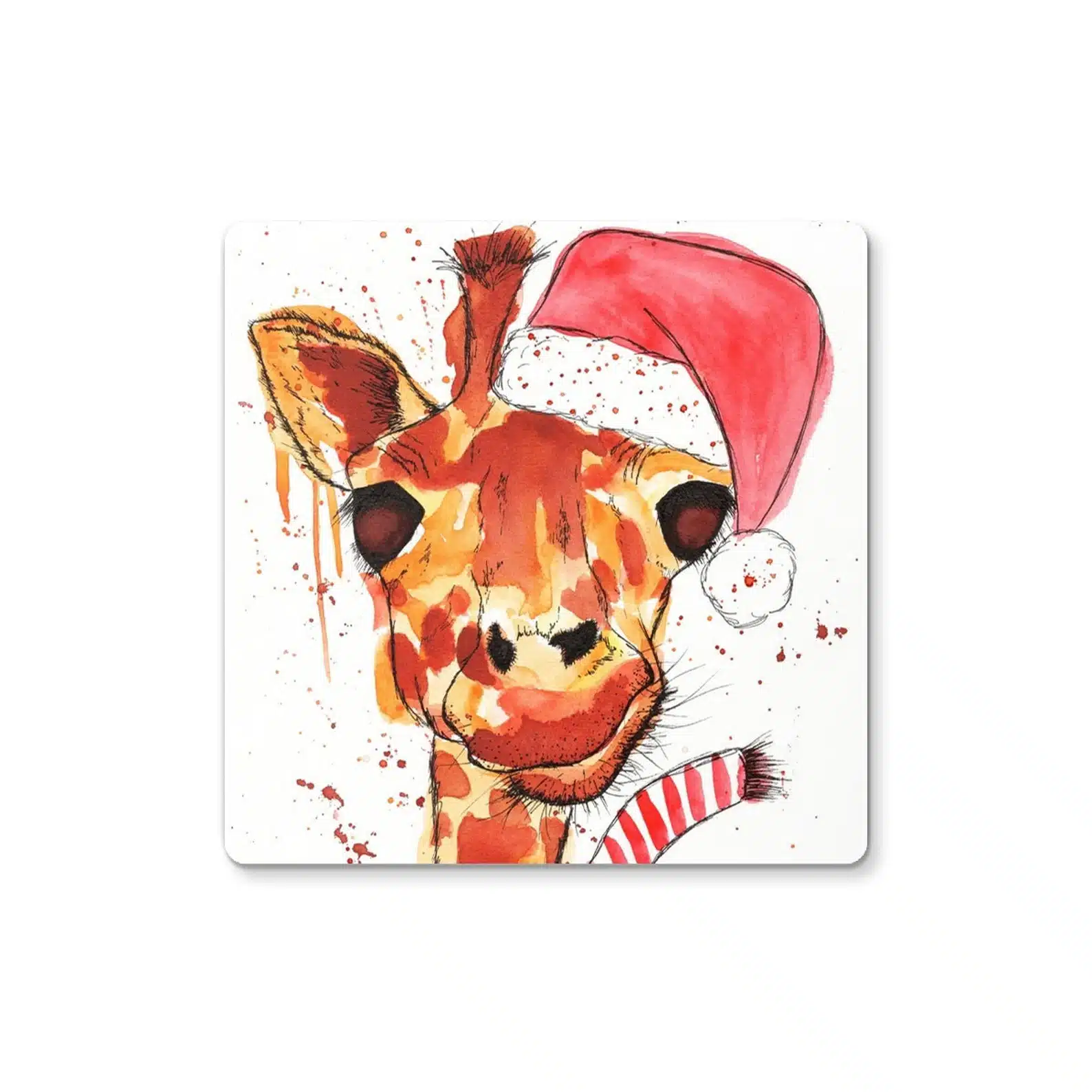 Merry Giraffe Christmas Coaster Set