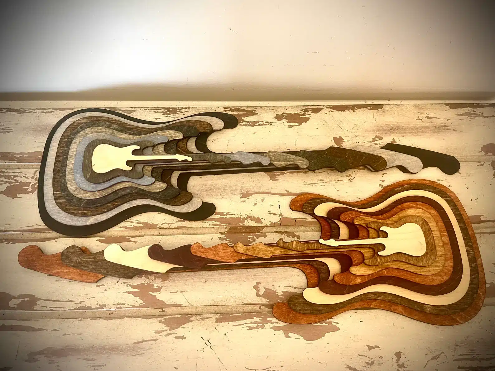 Stacked Electric Guitar 3D Table Art