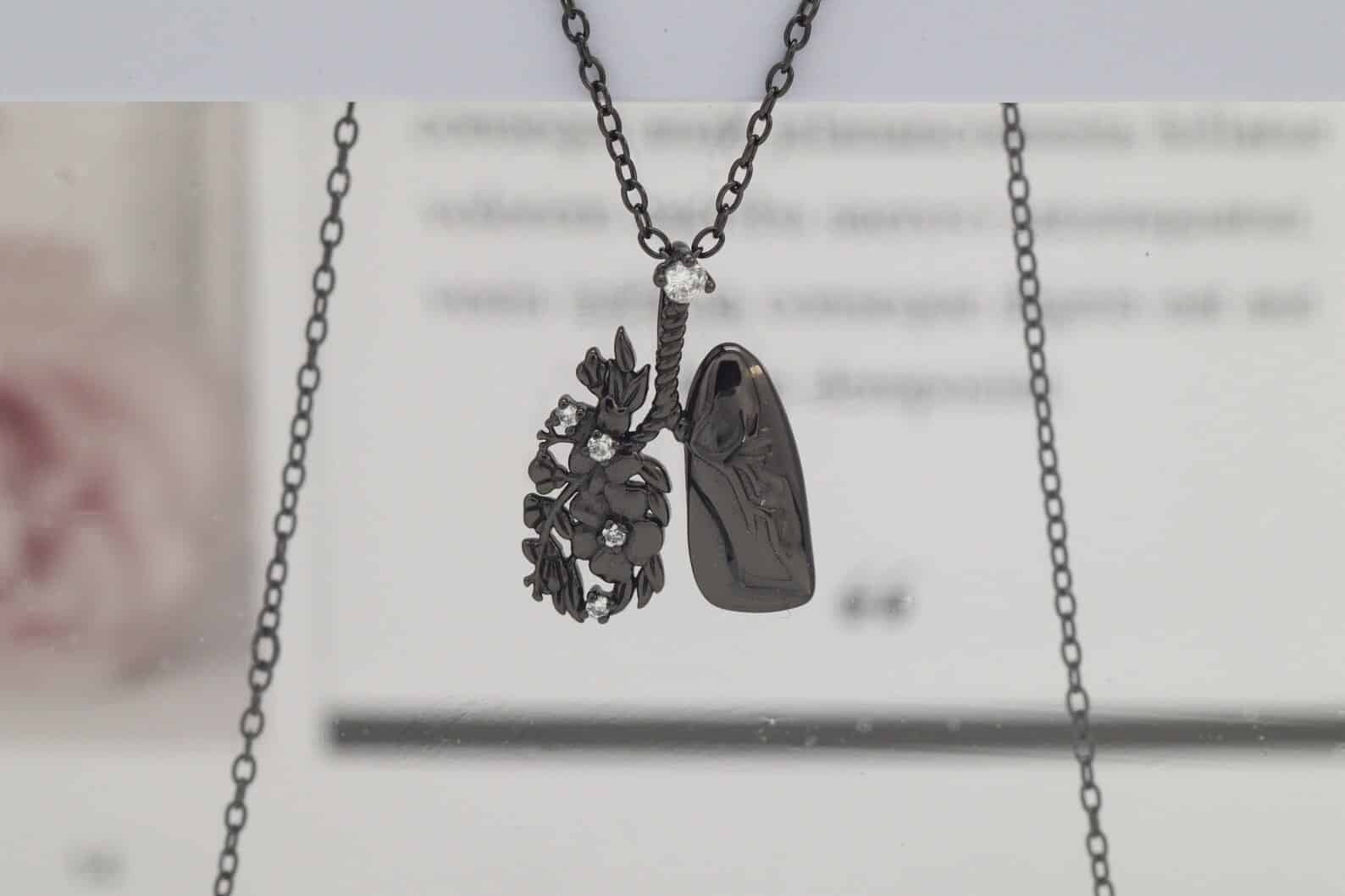 Human Lung and Flower Pendant Necklace