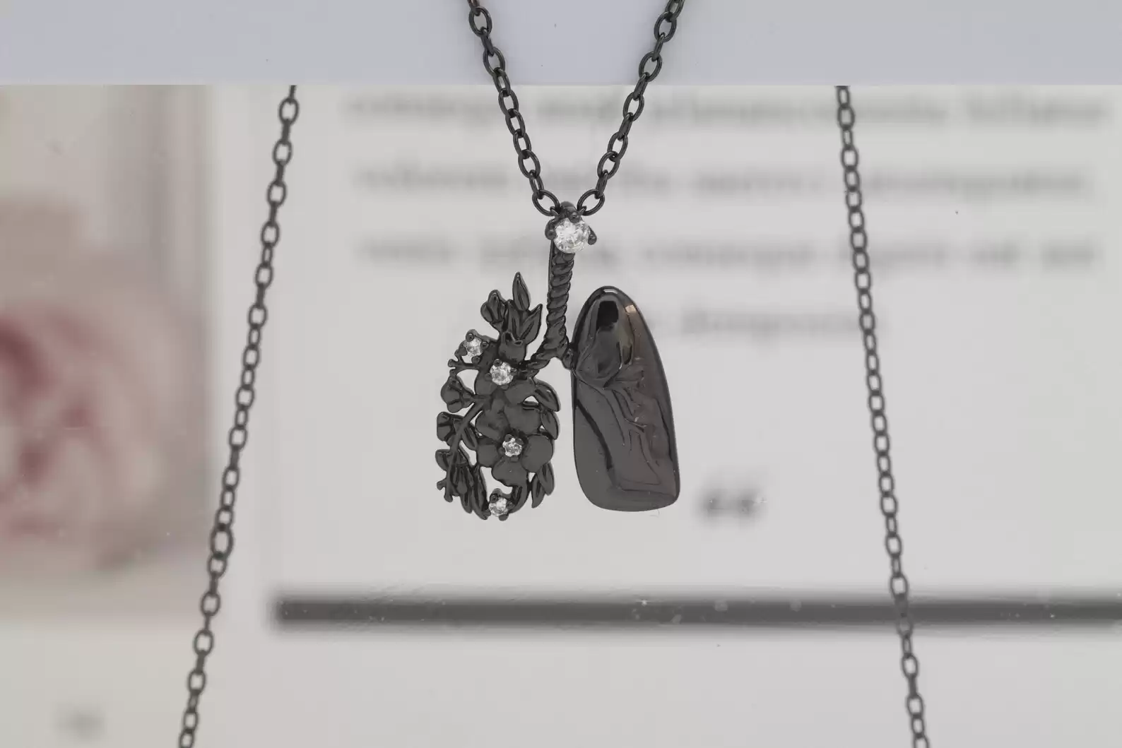 Human Lung and Flower Pendant Necklace