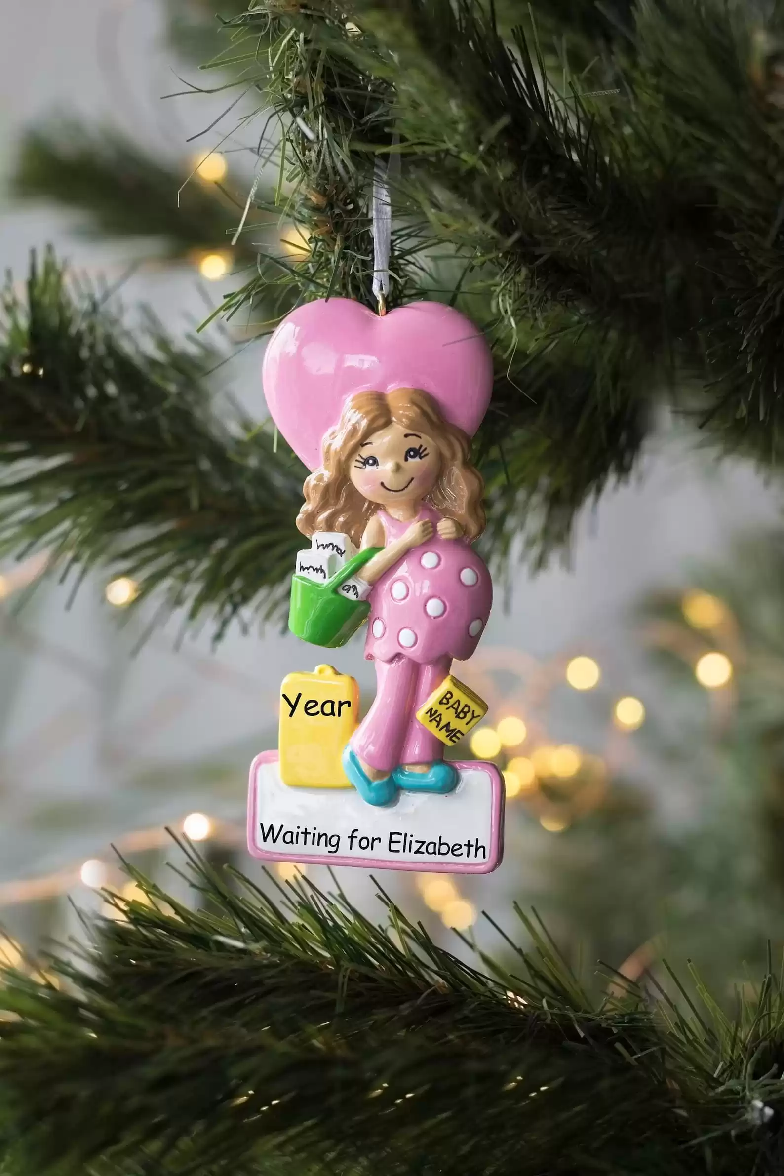 Personalized Pregnant Mom Pink Ornament