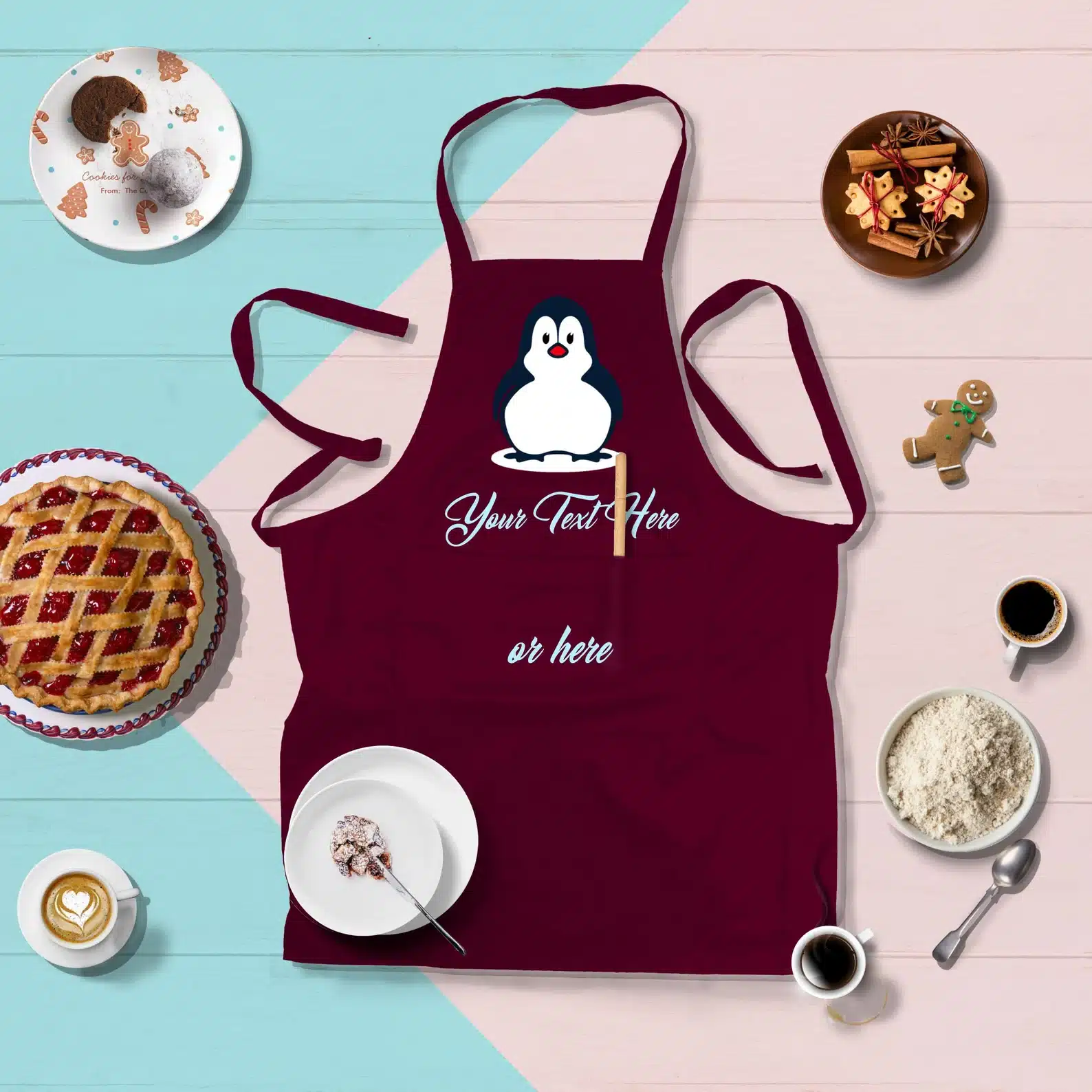 Penguin Apron With Pockets Cooking Gifts