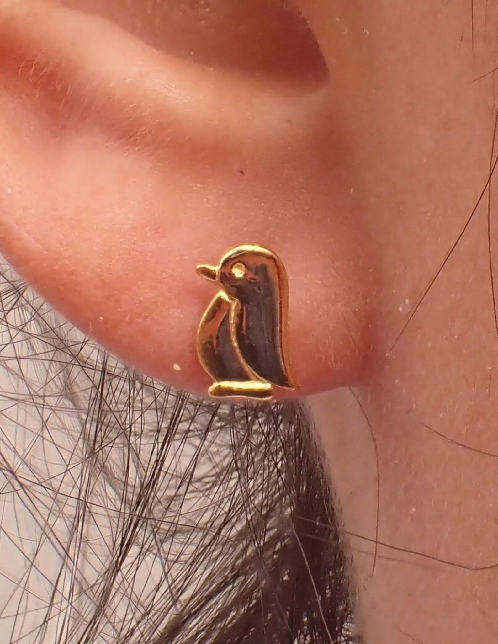 Penguin Earring Yellow Gold Penguin Gifts