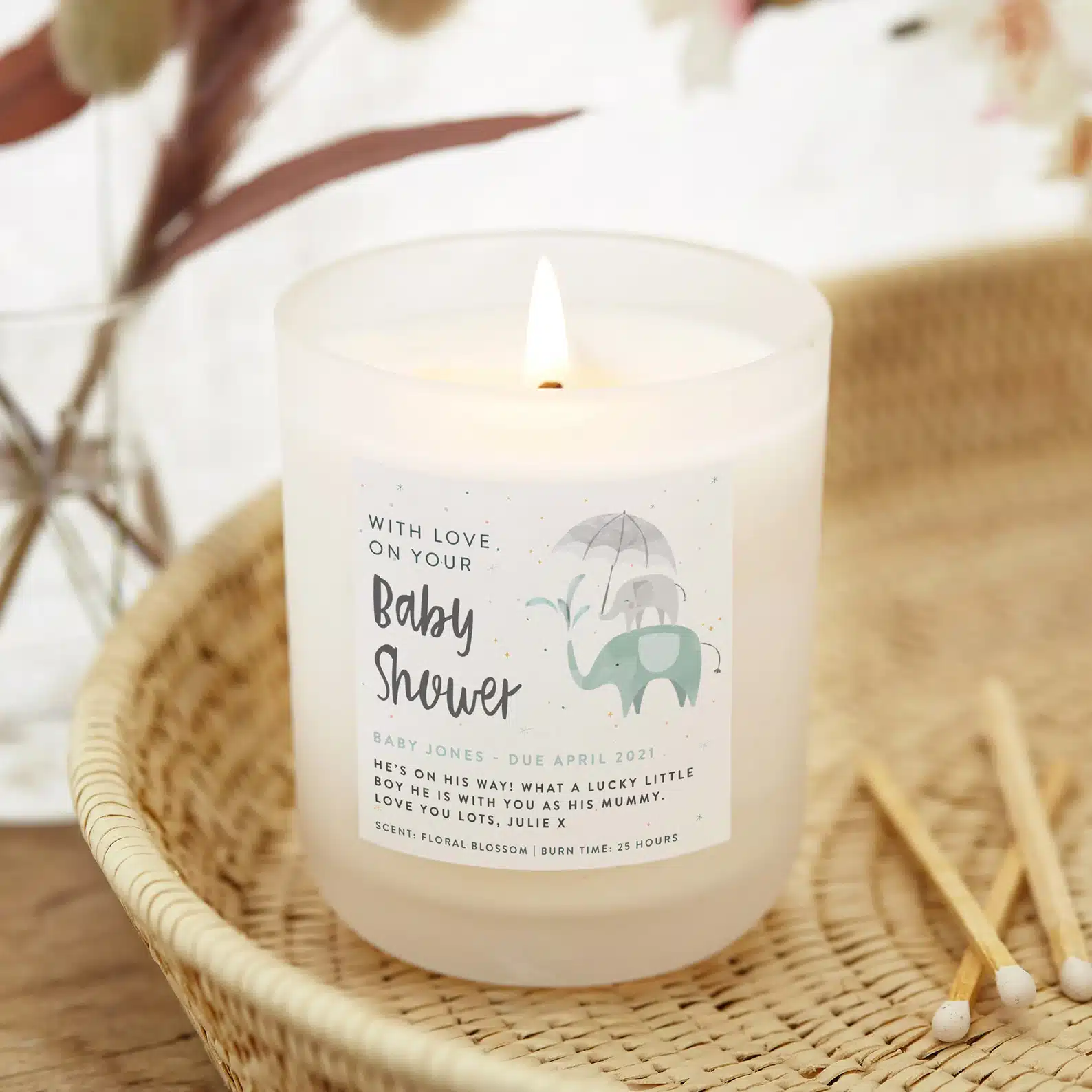 Baby Shower Gift Personalized Candle Soy