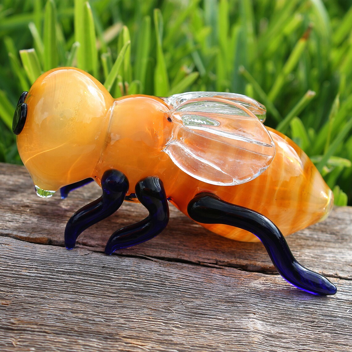 Honeybee Glass Gold Fumed Smoking Pipe