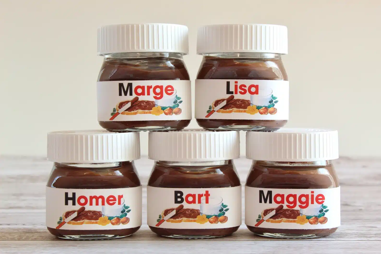 5 Personalized Mini Nutella Jars