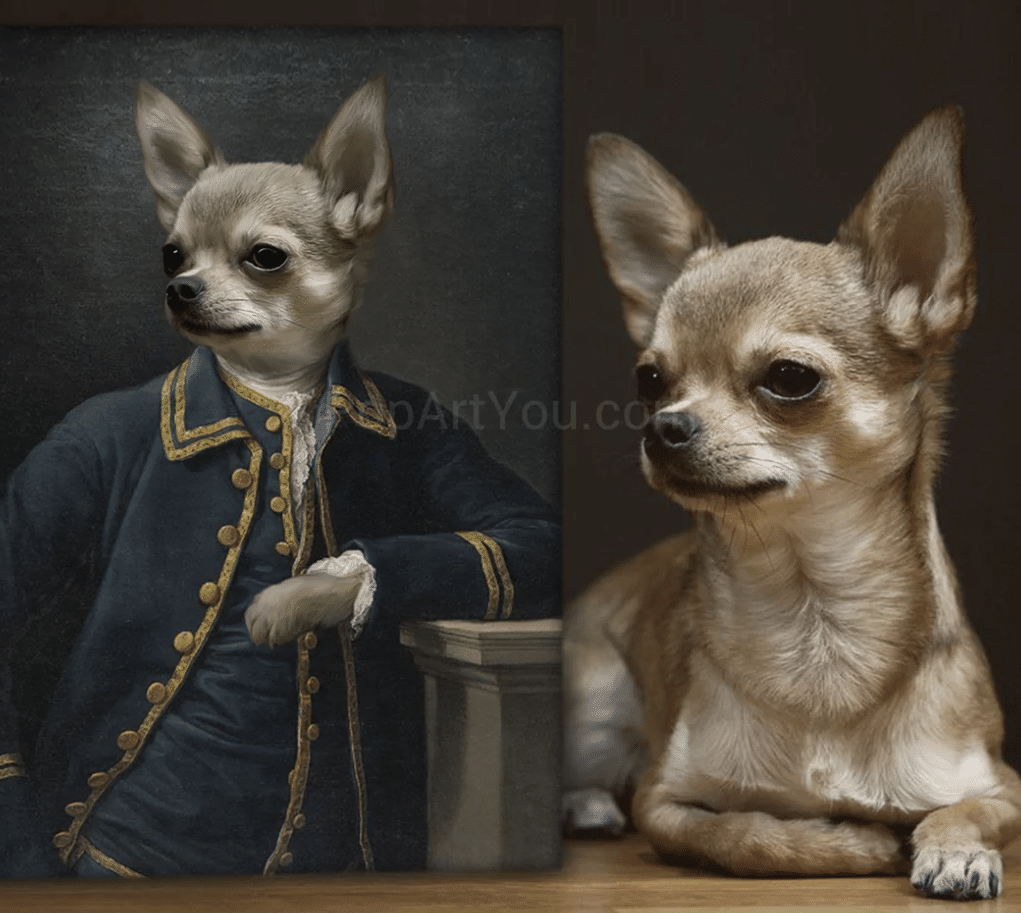 Custom Portrait Pet in a Green Suit