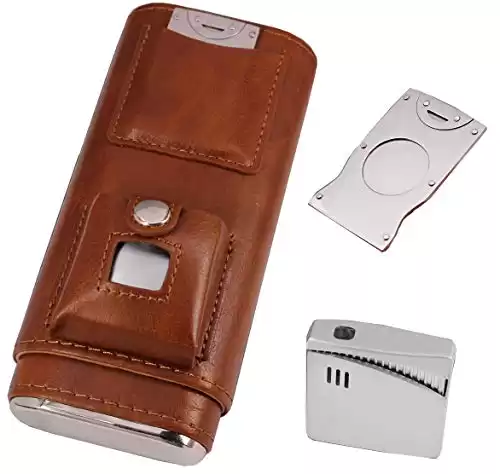 Deluxe Portable 3 Holder Cigar Case Set