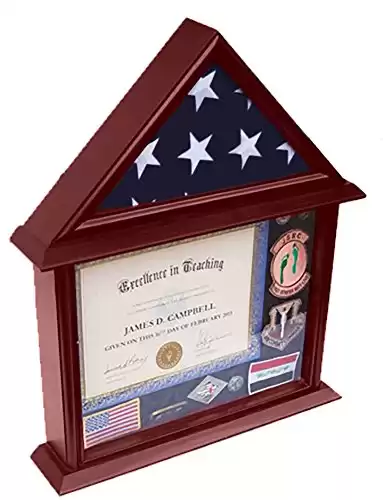 Flag Display Case with Certificate and Document Holder