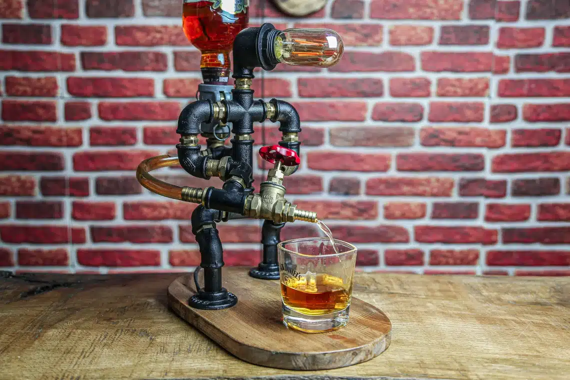 Steampunk Fireman Pipe Robot Lamp Liquor