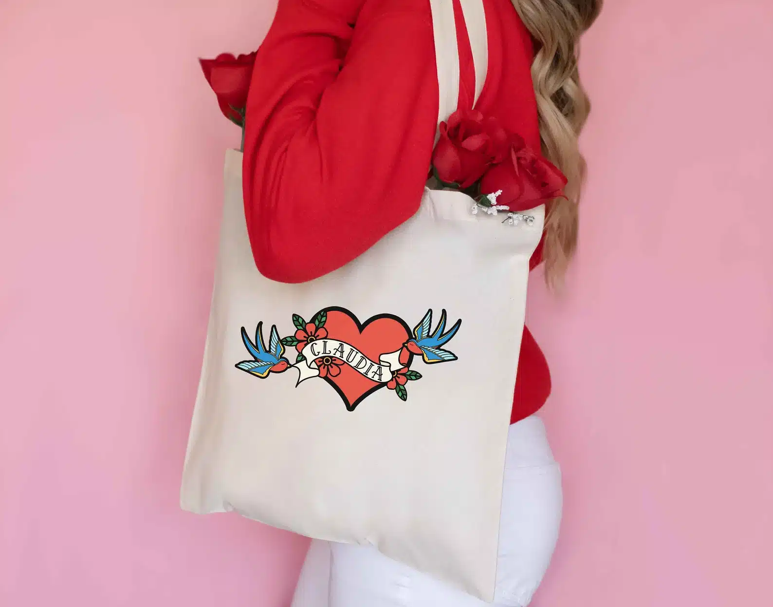 Tattoo Swallow Heart With Your Name Bag