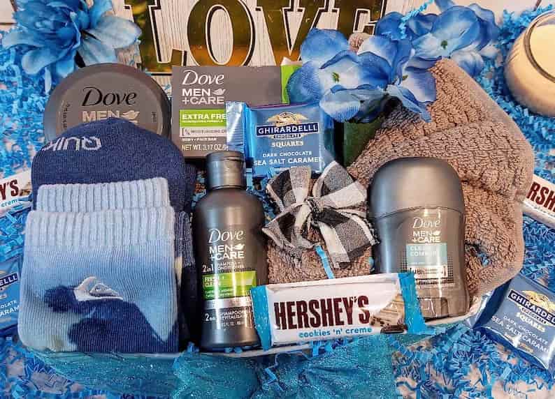 Men Blue Gift Basket