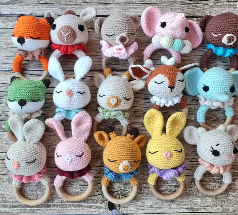 Personalized Crochet Baby Rattle Toy