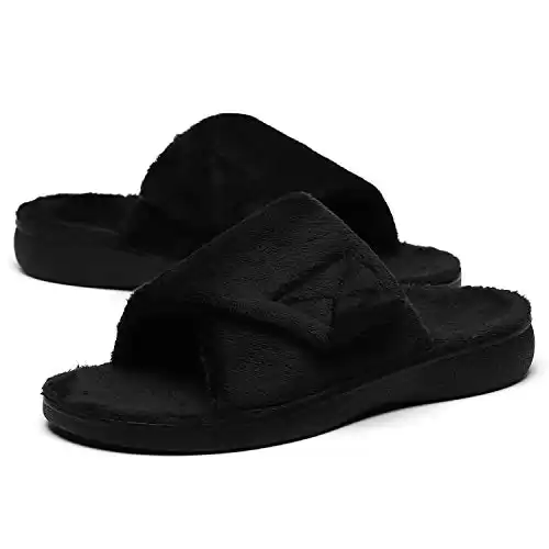 Fuzzy House Slippers With Arch Support Orthotic Heel