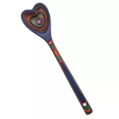 Heart Shaped Rainbow Wooden Spoon